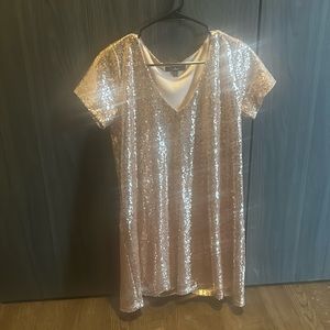 Lulus gold sparkly sequin dress.